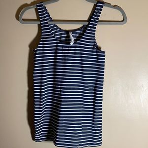 Babaton Navy Blue & White Striped Tank Top